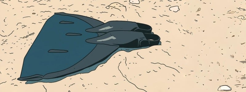 Illustration, monopalme à ailettes sur le sable