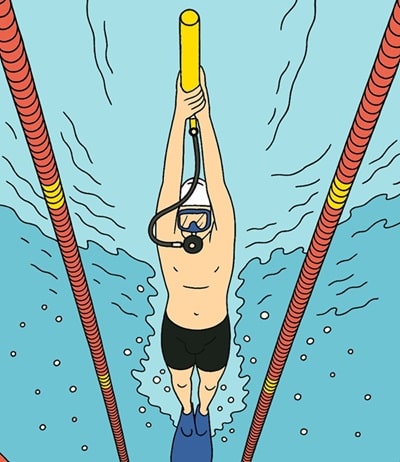 Illustration : un nageur en immersion scaphandre