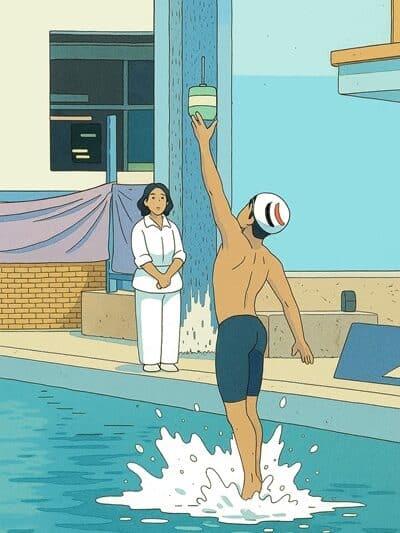 Illustration du record d'Omar Shaaban de saut en monopalme.