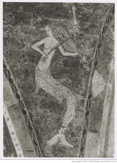 Sirène musicienne : plafond d'une salle gothique - Source : Gallica/BNF