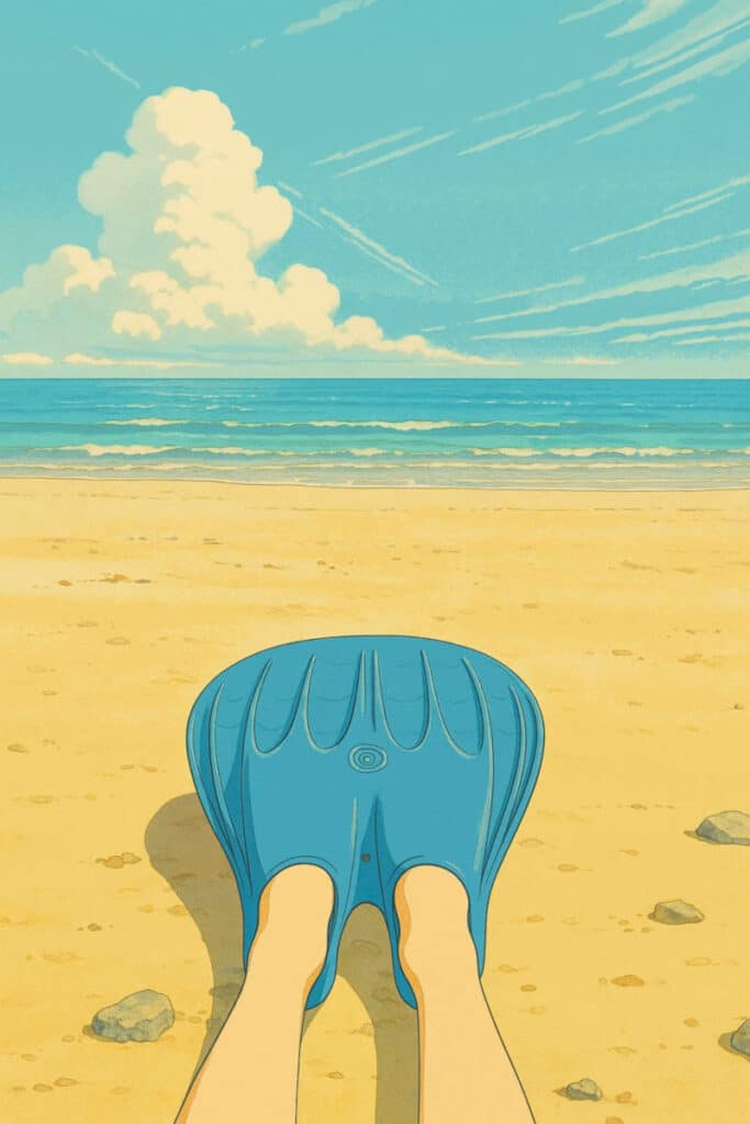 Illustration, monopalme sur la plage