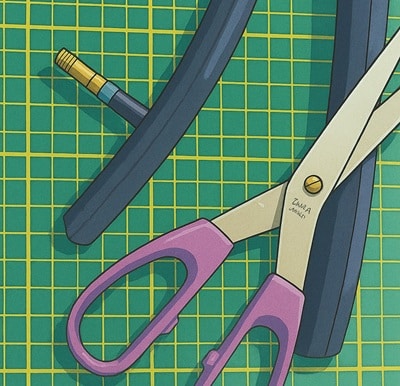 Illustration, première coupe du diy tour de cou lesté