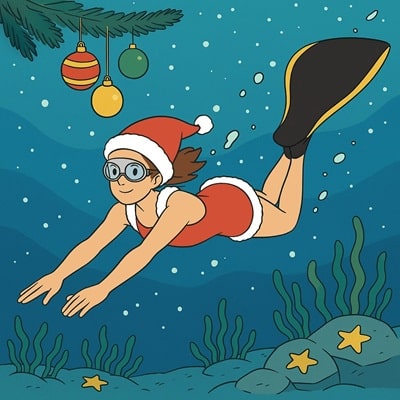 Illustration, nageuse de Noël