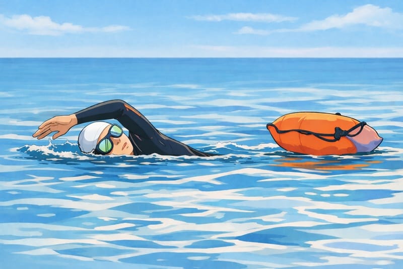 Illustration, nageur en eau libre