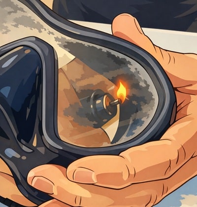 Illustration, masque passé au briquet