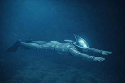 Illustration, Ichtiandre nage en ondulation, l'homme amphibie, film 1961