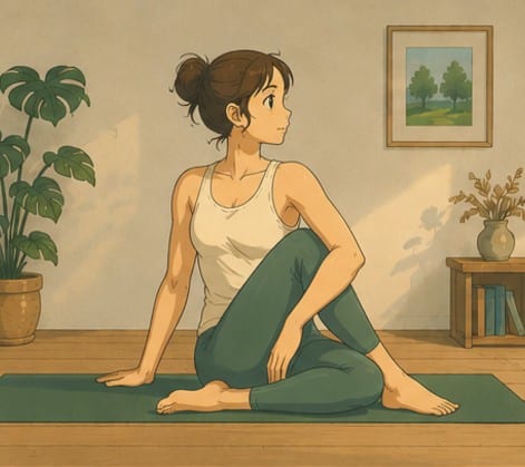 Yoga posture demi-torsion